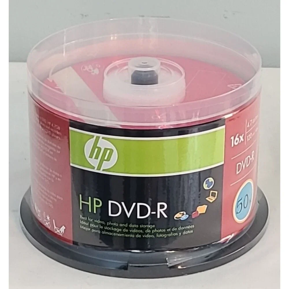 HP DVD-R 50 Pack Recordable Discs Blanks 16x Data 4.7 GB 120 Minute Video New